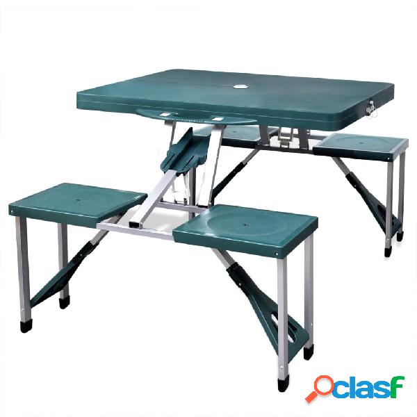 vidaXL Set plegable camping 1 mesa 4 taburetes aluminio