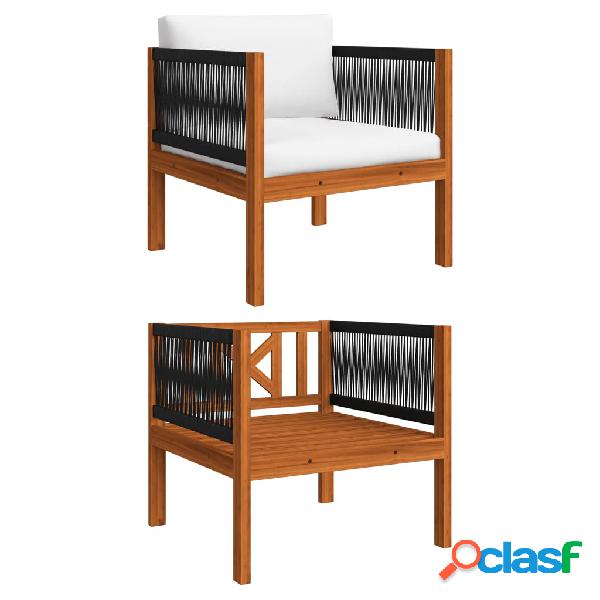 vidaXL Silla de jardín con cojín madera maciza de acacia
