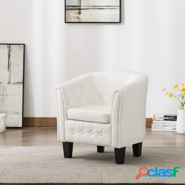 vidaXL Sillón con diseño de cubo cuero sintético blanco