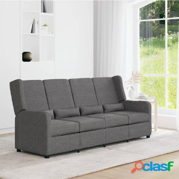 vidaXL Sofá reclinable de 4 plazas tela gris claro