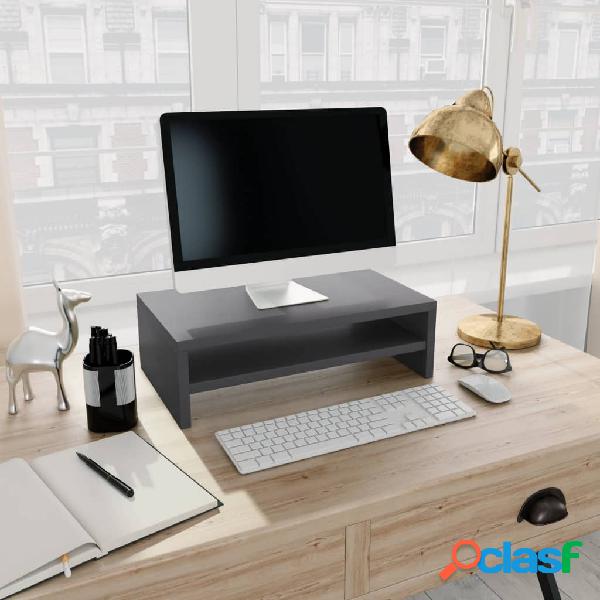 vidaXL Soporte para pantalla madera contrachapada gris