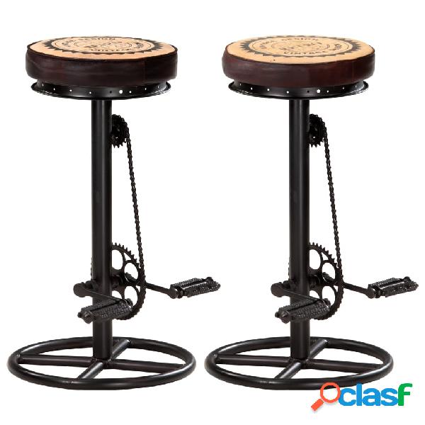 vidaXL Taburetes de cocina 2 uds cuero y estampado lona