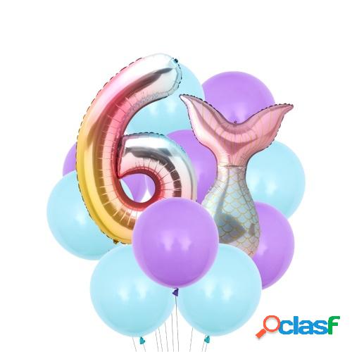 12PCS Mermaid Tail Balloons Birthday Party Decorations Set