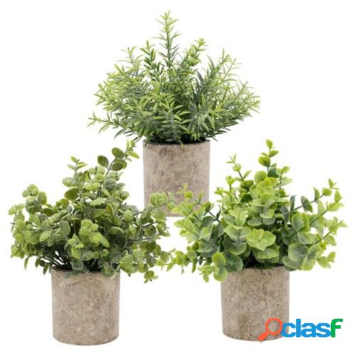 3 piezas planta artificial en maceta falsa hierba verde