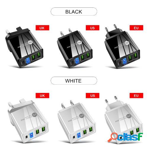 36W PD Quick C-harger F-ast Chargring Adapter con 3 puertos