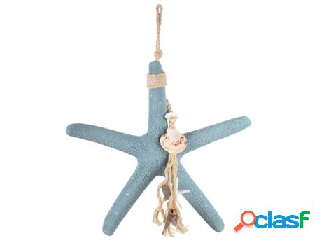 Adorno Pared Estrella de Mar Azul de Madera 37X6X37cm