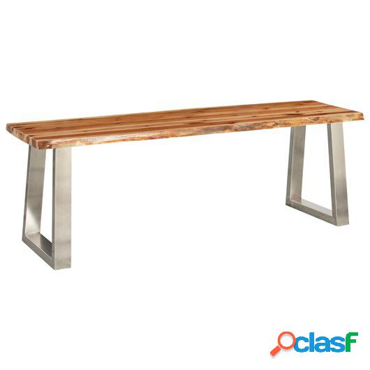 Banco de madera maciza de acacia y acero inoxidable 140 cm