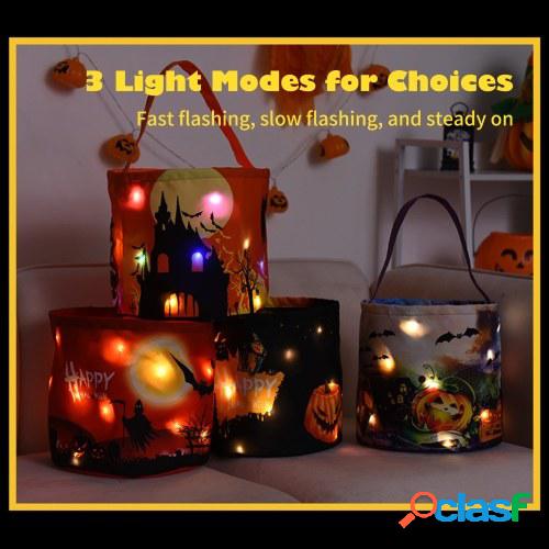 Bolsas de mano LED Light Up Halloween Bucket Halloween con
