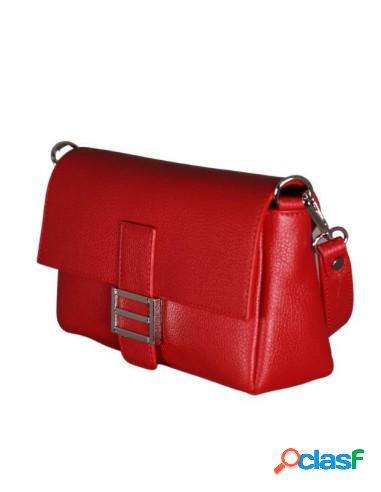 Bolso Bandolera De Piel Con Accesorios En Plateado Rojo