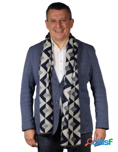 Bufanda De Caballero Con Figura De Rombos Azul Marino