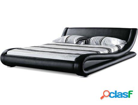 Cama Avignon (Negro - Piel -230x210x72 cm)