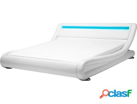 Cama LED Avignon (Blanco - Piel Sintética -221x200x70 cm)