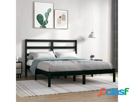 Cama VIDAXL Negro Madera (Compatible con Colchón: 195.5 x