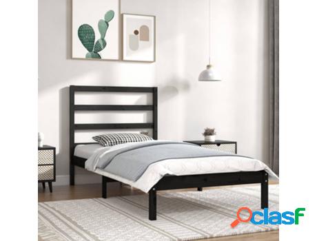 Cama VIDAXL Negro Madera (Compatible con Colchón: 205.5 x