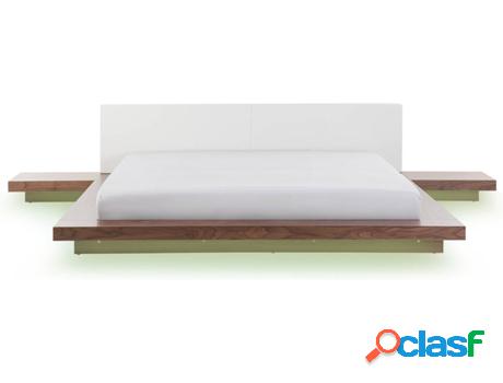 Cama Zen con LED (Marrón - MDF -229x328x88 cm)
