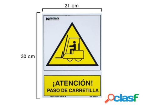 Cartel atencion paso carretilla 30x21 cm.