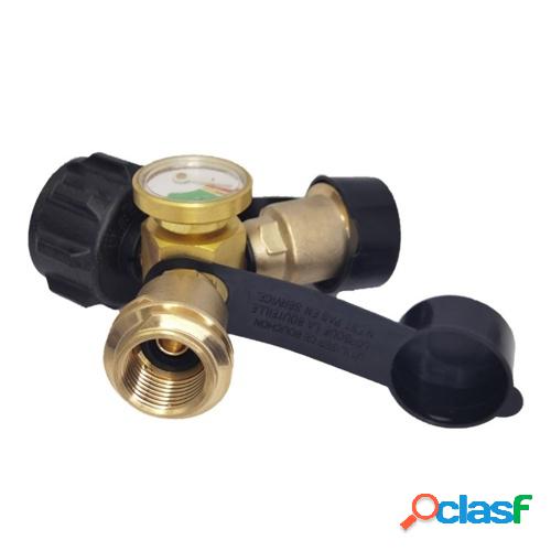 Conector de gas propano con manómetro para cilindro de