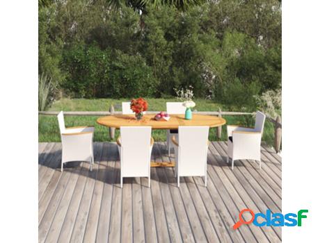 Conjunto Relax VIDAXL Blanco Poli Ratán (7 Piezas)