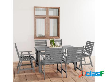 Conjunto Relax VIDAXL Gris Madera de acacia (7 Piezas)