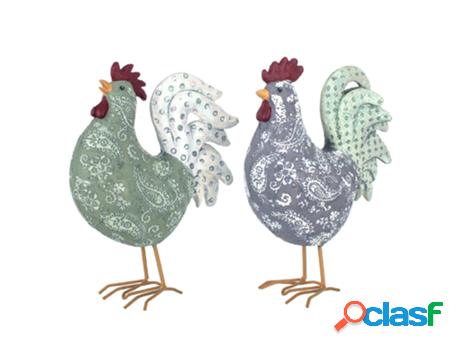 Figura Gallinas 2 Unidades GRIS de Resina 23*8*17cm Figura