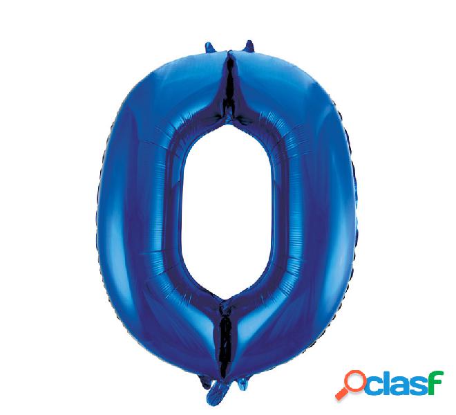 Globo de Foil Número 0 Color Azul de 86 cm