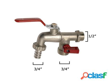 Grifo jardín esfera doble manguera 1/2 x 3/4 x 3/4 vertical