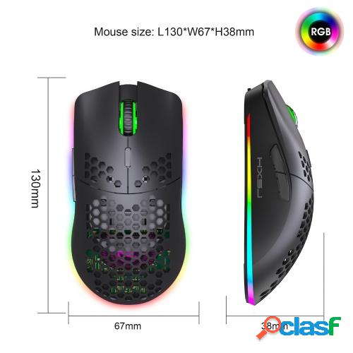 HXSJ T66 RGB 2.4G Ratón inalámbrico para juegos Ratón de