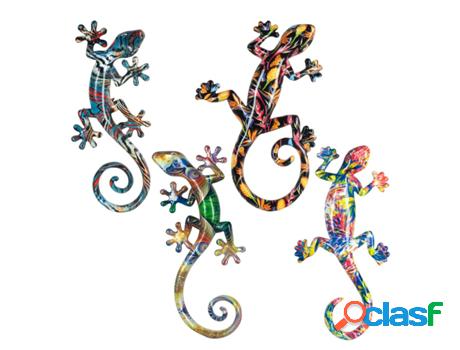 Lagartos Multicolor De Resina Incluye 4 Unidades Figuras