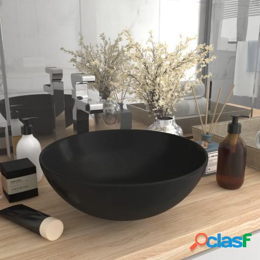 Lavabo de cuarto de baño redondo cerámica negro mate