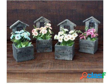 Macetero HOGAR Y MÁS Decorativo Madera Natural Diseño Casa