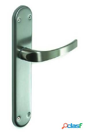 Manivela Puerta Placa Larga 250X50Mm Zamak Niquel Mate