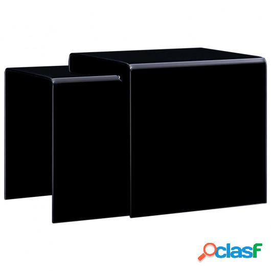 Mesa centro apilables 2 pzas vidrio templado negro