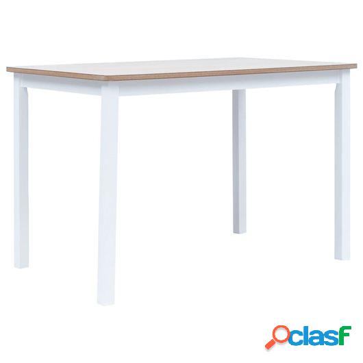 Mesa de comedor de madera de caucho blanco marrón 114x71x75