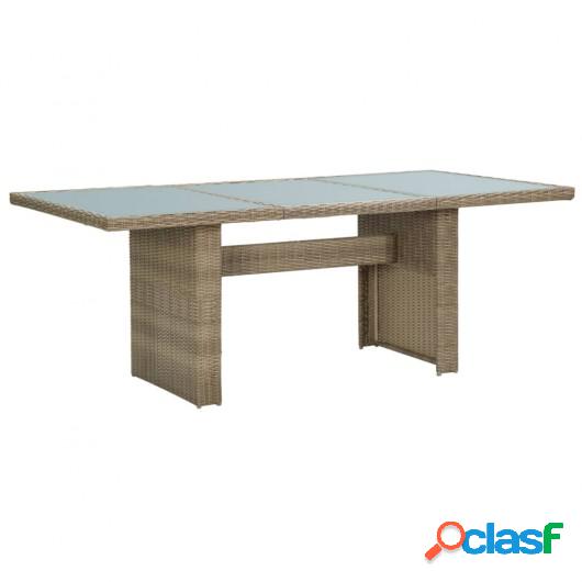 Mesa de comedor jardín vidrio y ratán PE marrón