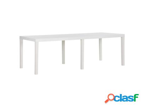 Mesa de jardín VIDAXL Blanco (Polipropileno - 220 x 90 x 72