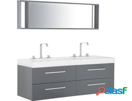 Mueble con Espejo para Aseo Malaga (Gris - MDF -47x140x48