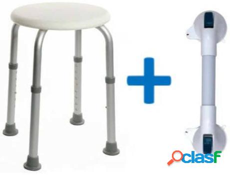 Pack Taburete de Baño ORTOPRIME Redondo + Asidero de Ducha