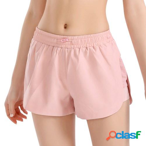 Pantalones cortos deportivos 2 en 1 para mujer con cintura