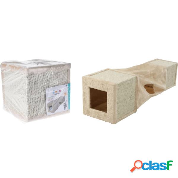 Pets Collection Túnel rascador para gatos beige 29x29x106