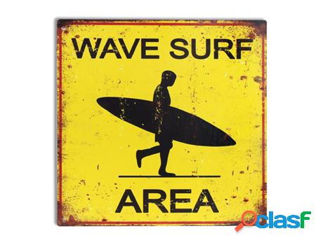 Placa Pared "Wave Surf Área" Adorno Pared Placas Metal