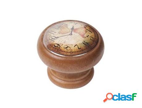 Pomo madera 40mm reloj mapa miel 450hn04