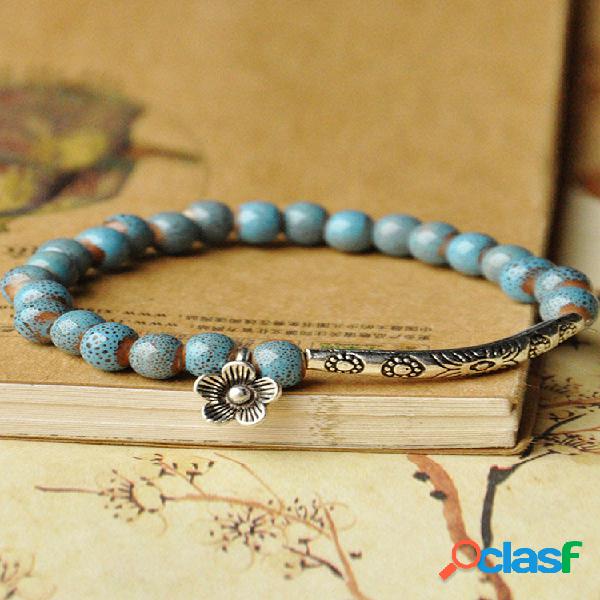 Pulsera étnica tejida a mano Cerámico Pulsera de cuentas