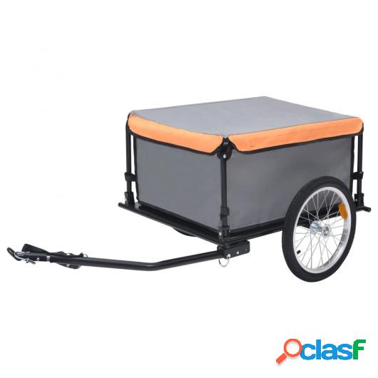 Remolque de carga para bicicletas gris y naranja 65 kg