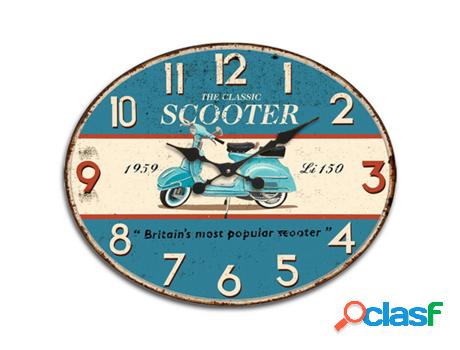 Signes Grimalt - Reloj Pared Scooter Azul de Mdf | Reloj