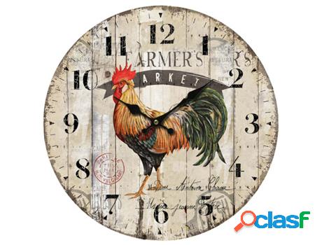 Signes Grimalt - Reloj pared Gallo Naranja de Mdf | Reloj