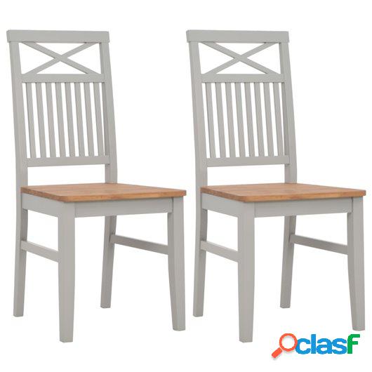 Sillas de comedor 2 uds gris 44x59x96 cm madera maciza roble