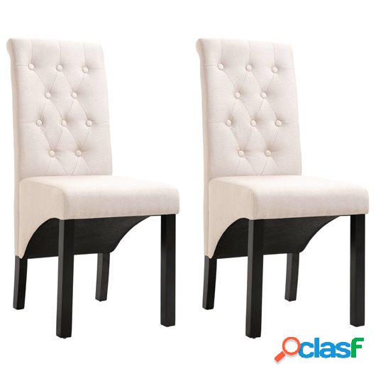 Sillas de comedor 2 unidades tela color crema