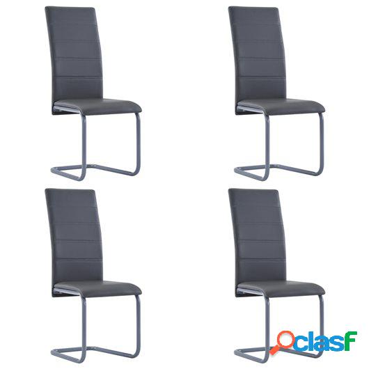 Sillas de comedor 4 unidades cuero sintético gris