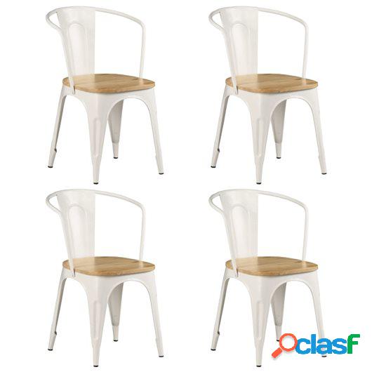 Sillas de comedor 4 unidades madera maciza de mango blanco