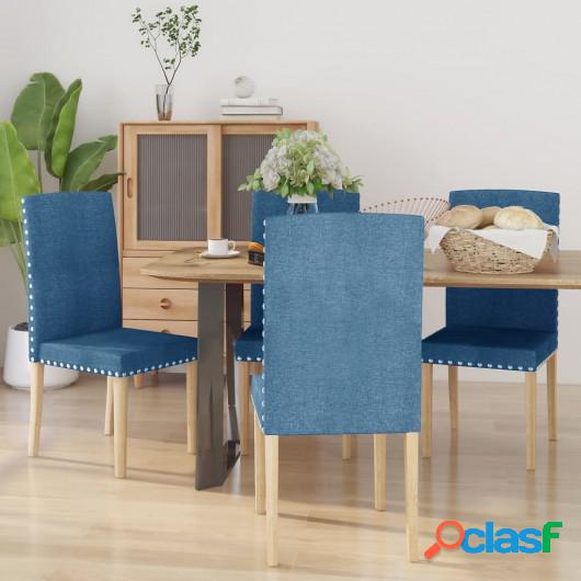 Sillas de comedor 4 unidades tela azul